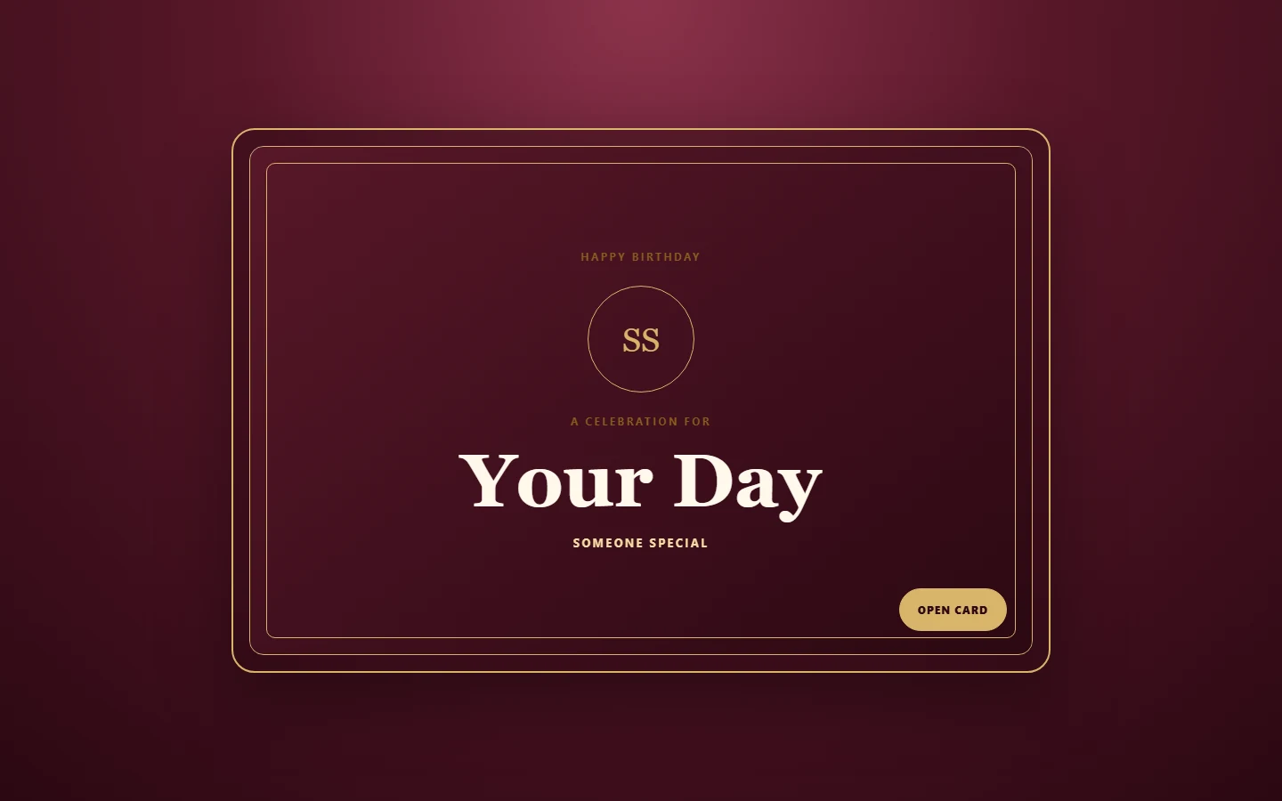 Generic burgundy and gold birthday flip card template