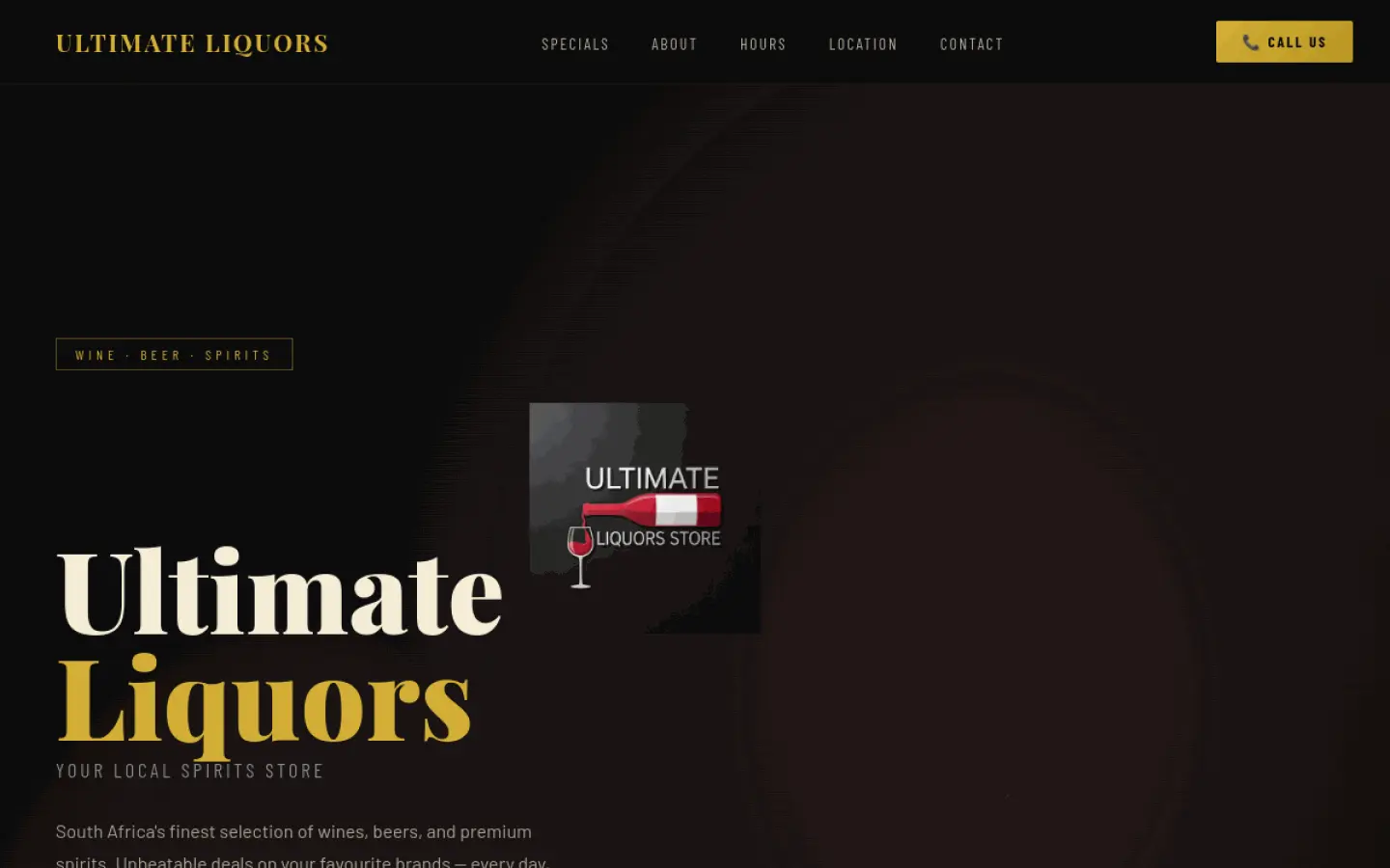 Ultimate Liquors retail website homepage